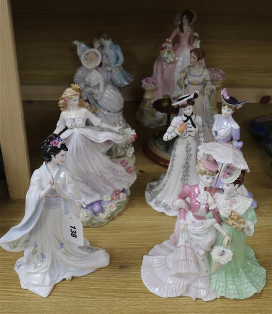 Six Coalport figures and two others tallest 29cm